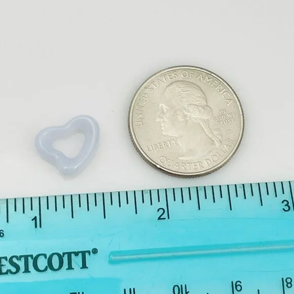 Tiffany Blue Purple Lace Agate Open Heart Carved Stone Pendant Elsa Peretti